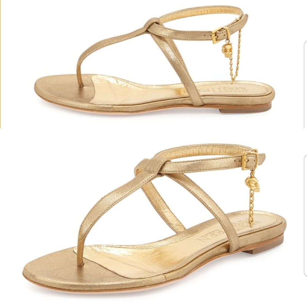 Alexander McQueen Gold Skull Sandal